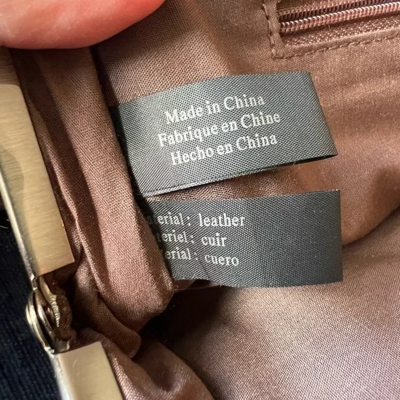 Kenneth Cole Reaction Brown Leather Frame Clutch Wristlet Kiss Lock Bag - Picture 13 of 14